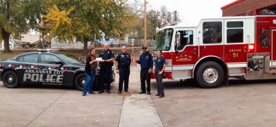 ACFD Awards Check, Trophy to ACPD for Bowling Tournament